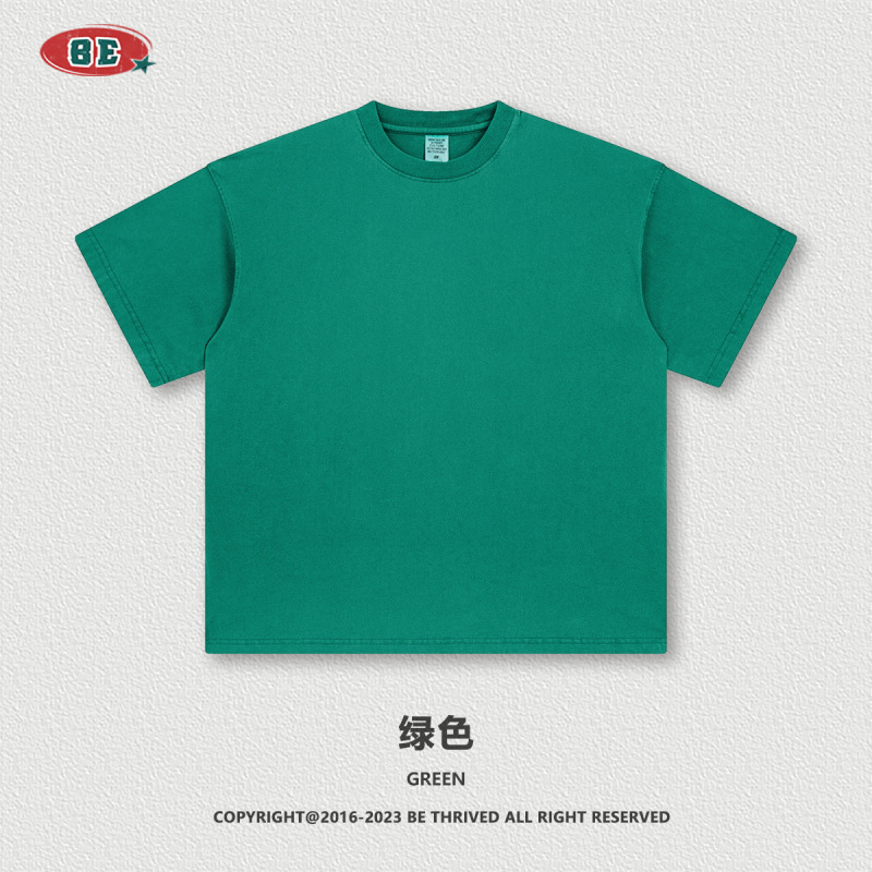 Be Men's Clothing | 2026 American-Style Summer Pure Cotton Retro Solid Color Short-Sleeve Trendy Brand Loose T-Shirt for Teenagers Men