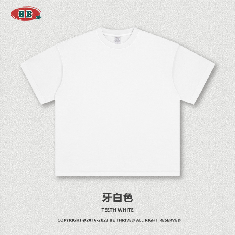 Be Men's Clothing | 2026 American-Style Summer Pure Cotton Retro Solid Color Short-Sleeve Trendy Brand Loose T-Shirt for Teenagers Men