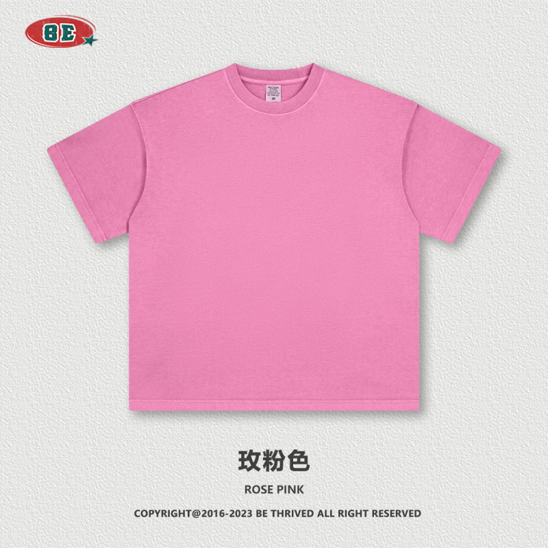 Be Men's Clothing | 2026 American-Style Summer Pure Cotton Retro Solid Color Short-Sleeve Trendy Brand Loose T-Shirt for Teenagers Men