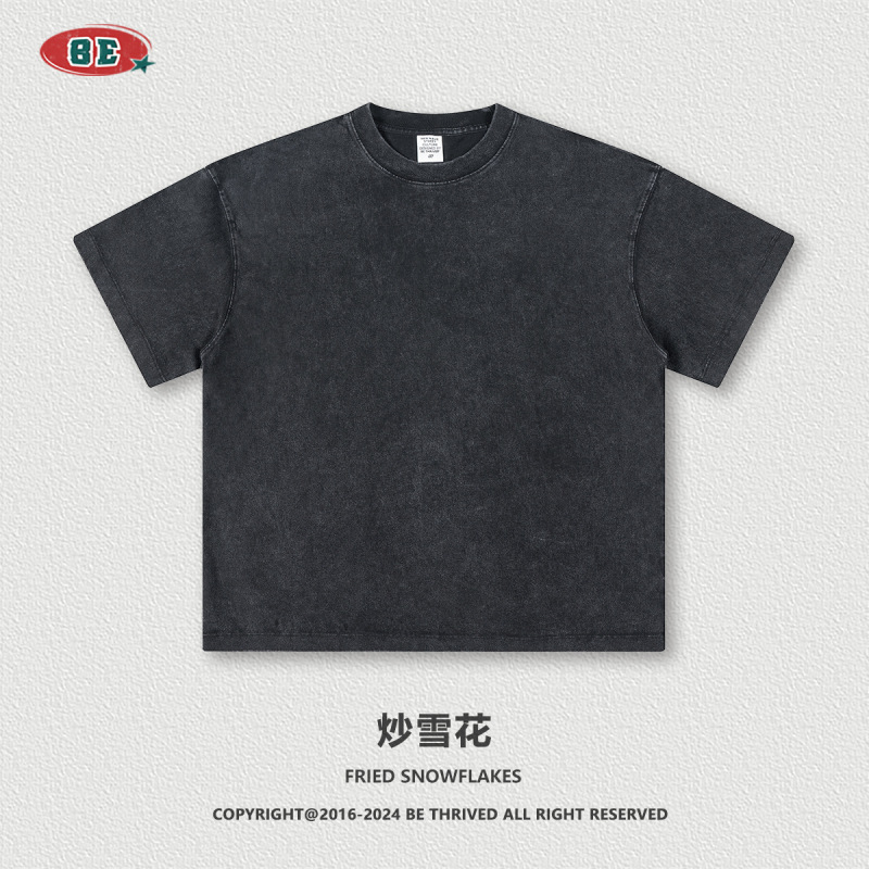 Be Men's Clothing | 2026 American-Style Summer Pure Cotton Retro Solid Color Short-Sleeve Trendy Brand Loose T-Shirt for Teenagers Men