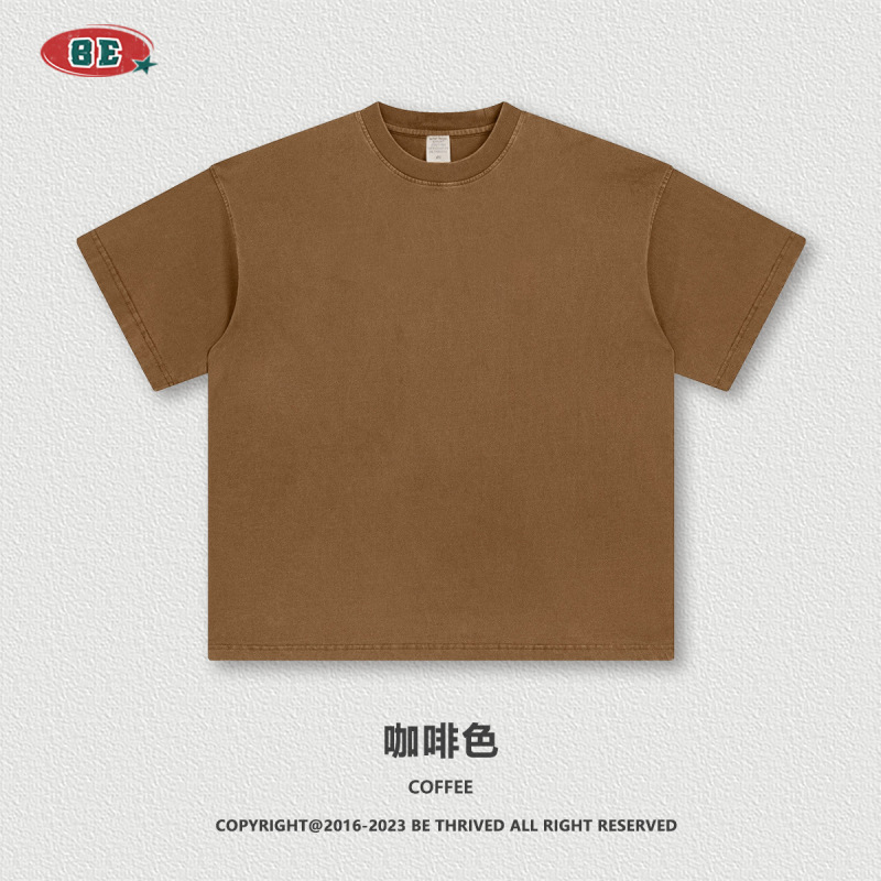 Be Men's Clothing | 2026 American-Style Summer Pure Cotton Retro Solid Color Short-Sleeve Trendy Brand Loose T-Shirt for Teenagers Men