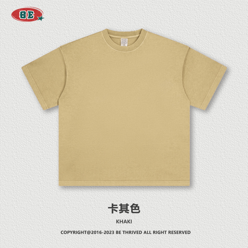 Be Men's Clothing | 2026 American-Style Summer Pure Cotton Retro Solid Color Short-Sleeve Trendy Brand Loose T-Shirt for Teenagers Men