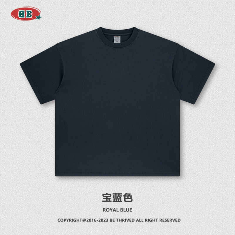 Be Men's Clothing | 2026 American-Style Summer Pure Cotton Retro Solid Color Short-Sleeve Trendy Brand Loose T-Shirt for Teenagers Men