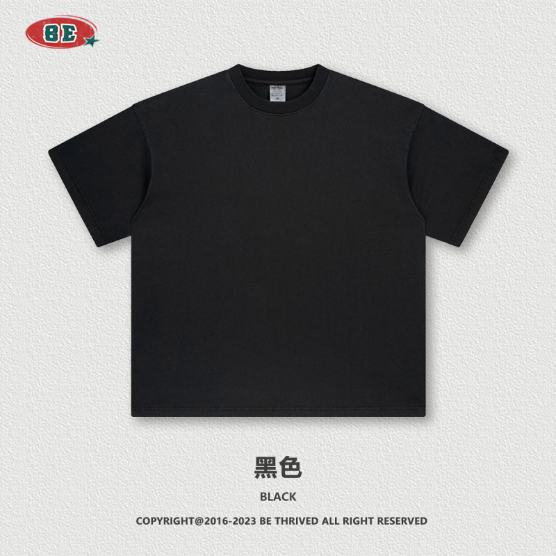 Be Men's Clothing | 2026 American-Style Summer Pure Cotton Retro Solid Color Short-Sleeve Trendy Brand Loose T-Shirt for Teenagers Men