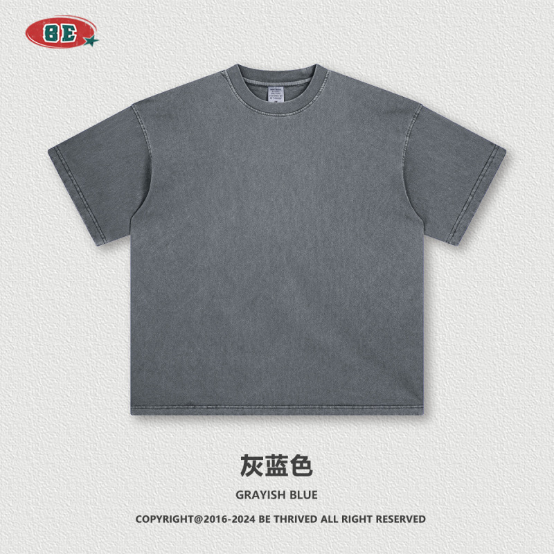 Be Men's Clothing | 2026 American-Style Summer Pure Cotton Retro Solid Color Short-Sleeve Trendy Brand Loose T-Shirt for Teenagers Men