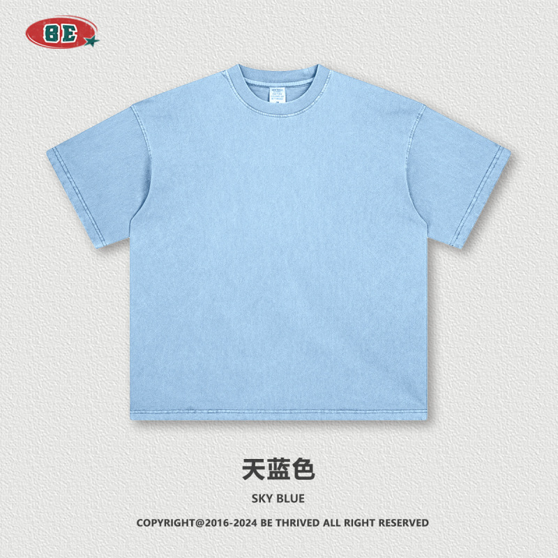 Be Men's Clothing | 2026 American-Style Summer Pure Cotton Retro Solid Color Short-Sleeve Trendy Brand Loose T-Shirt for Teenagers Men