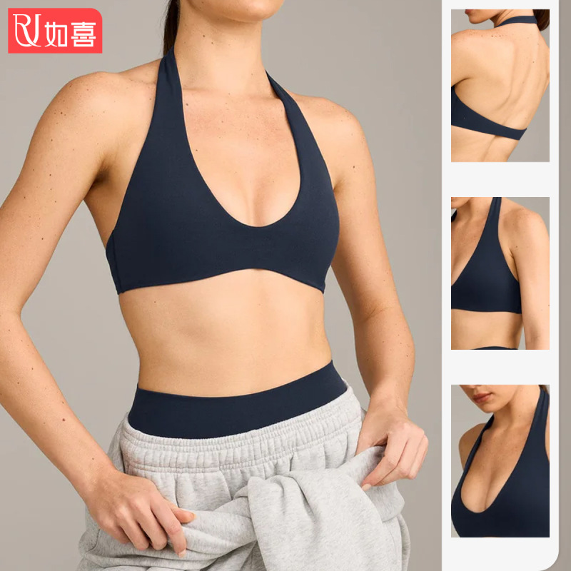 Cross-Border Halter Neck Yoga Bra for Women, Sweat-Absorbent, Quick-Drying Running Sports Bra, Slimming and Shaping, Beautiful Back Fitness Top