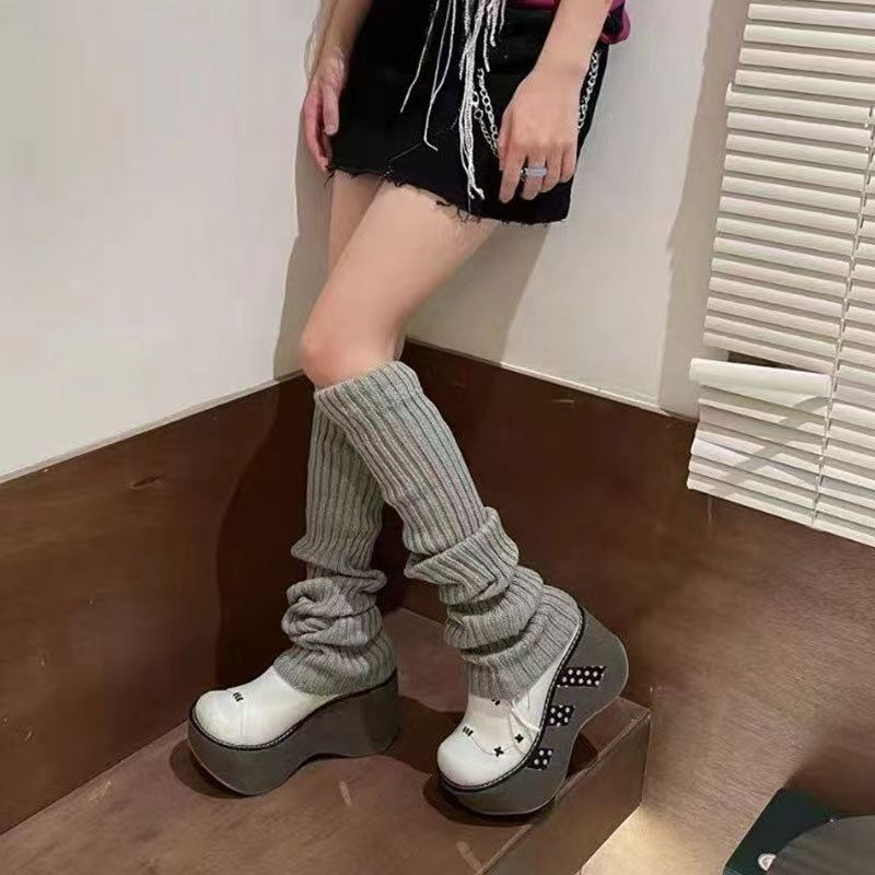 Thai Cool &amp; Hot! JK Knitted Socks, Harajuku Style, Y2K Sweet Japanese School Style, Spring and Autumn Mid-Calf Slouch Socks for Women