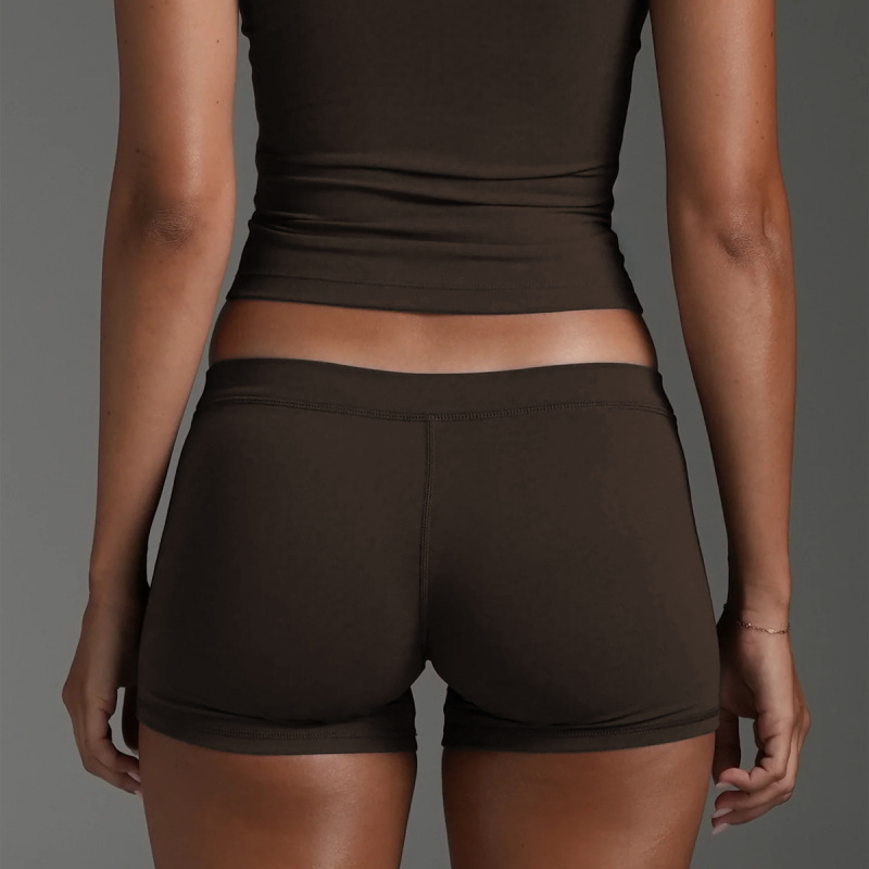 Cross-border European and American style yoga shorts, running fitness shorts, hip-lifting, low-waisted, seamless Pilates tights