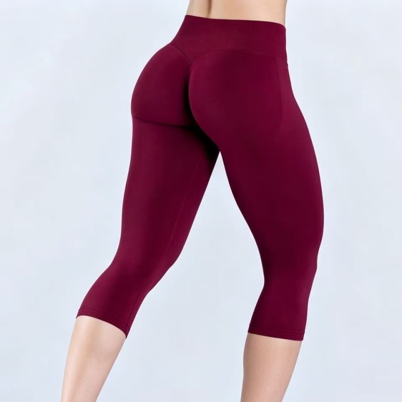 Pengyu matte nylon low-waist tight-fitting butt-lifting seamless yoga fitness sports capri pants 5796