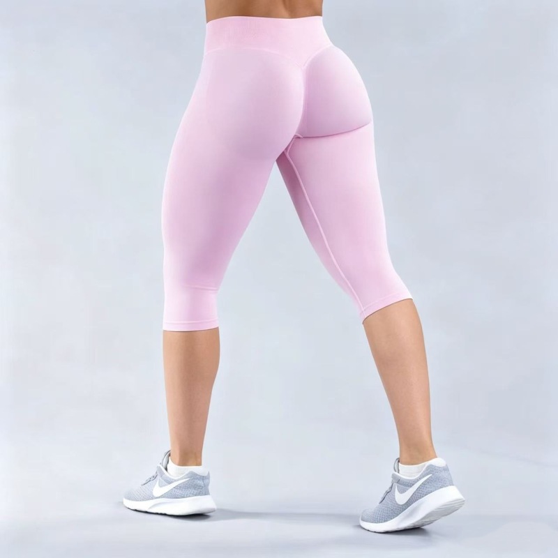 Pengyu matte nylon low-waist tight-fitting butt-lifting seamless yoga fitness sports capri pants 5796