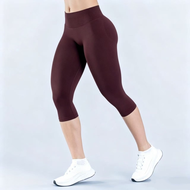 Pengyu matte nylon low-waist tight-fitting butt-lifting seamless yoga fitness sports capri pants 5796