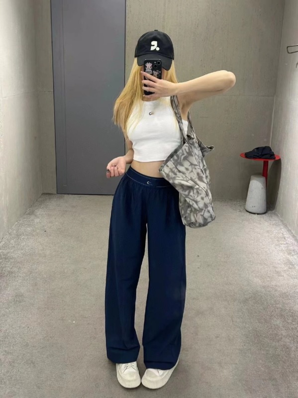 AL brand in-stock quick-drying, casual straight-leg trousers with a drapey woven fabric, stretchy and slimming, perfect for yoga and sports.