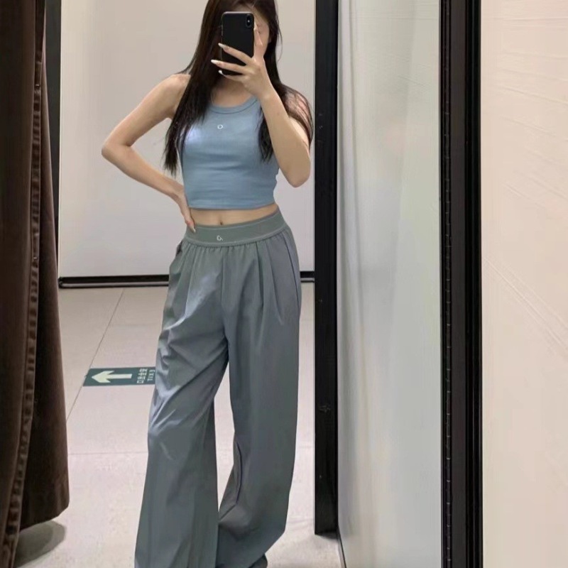 AL brand in-stock quick-drying, casual straight-leg trousers with a drapey woven fabric, stretchy and slimming, perfect for yoga and sports.