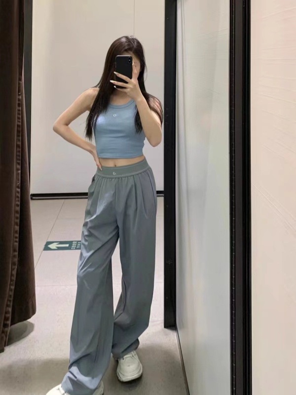 AL brand in-stock quick-drying, casual straight-leg trousers with a drapey woven fabric, stretchy and slimming, perfect for yoga and sports.