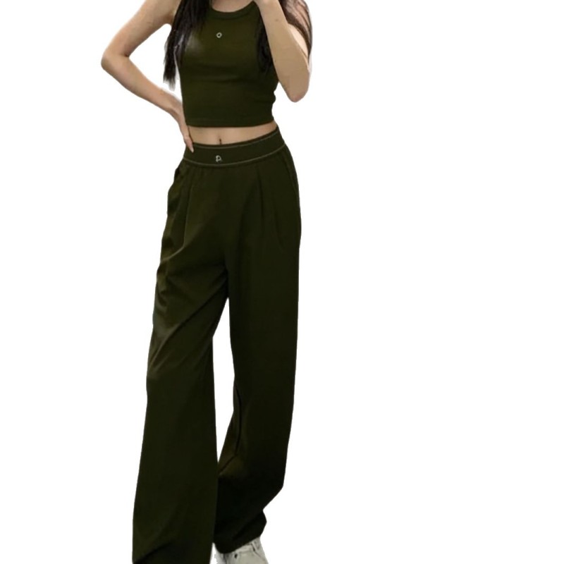 AL brand in-stock quick-drying, casual straight-leg trousers with a drapey woven fabric, stretchy and slimming, perfect for yoga and sports.