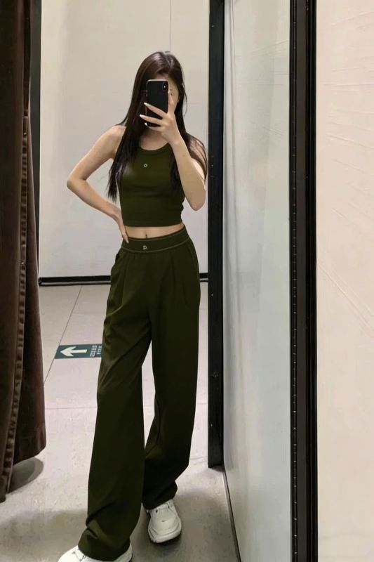 AL brand in-stock quick-drying, casual straight-leg trousers with a drapey woven fabric, stretchy and slimming, perfect for yoga and sports.