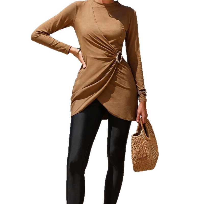 New cross-border European and American style women's swimsuit, long-sleeved, waist-cinching, sexy, high-slit, figure-hugging, hot girl beach swimsuit.