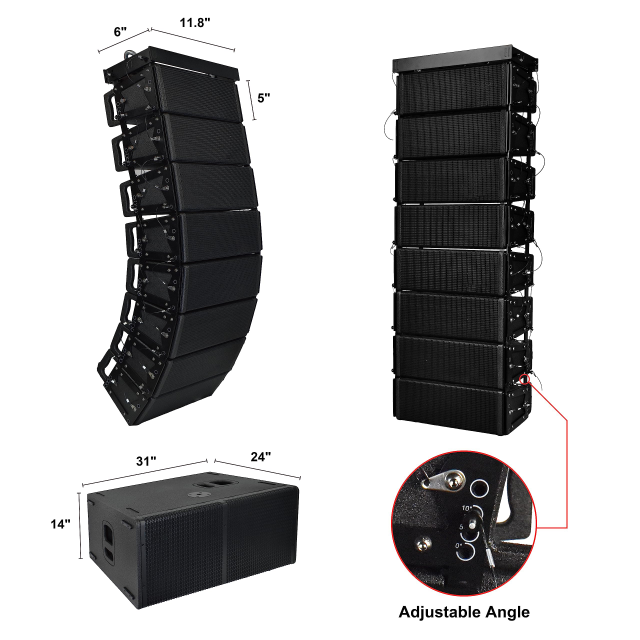 Venue Powered  Line Array Speaker, Dual 12 inch Active Subwoofe