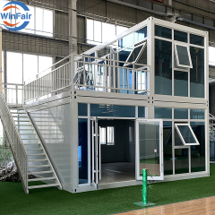 WinFair China Flat Pack Prefab Modern Prefabricated Cheap Tiny Modular Homes Modular Flat Pack Detachable 2 Story Steel Frame Container House Ready To Living For Sale