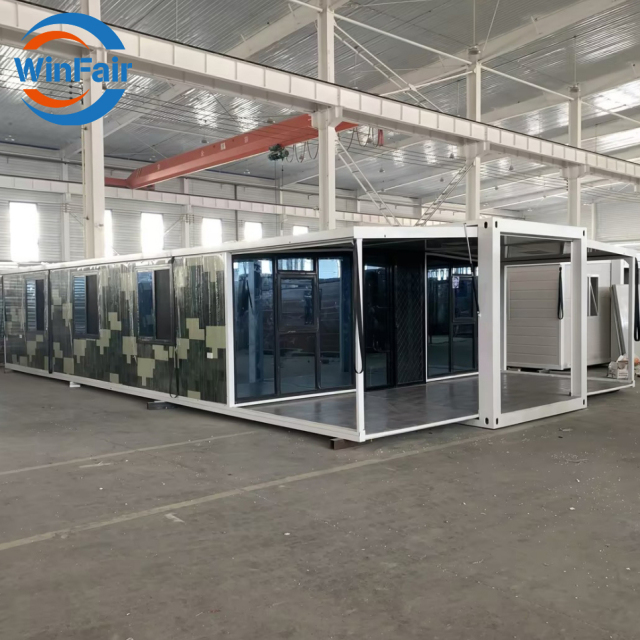 WinFair Portable House 40 Feet Foot 2 Bedroom Prefab Foldable Container House 40Ft With Glass Prefabricated Luxury House Villa