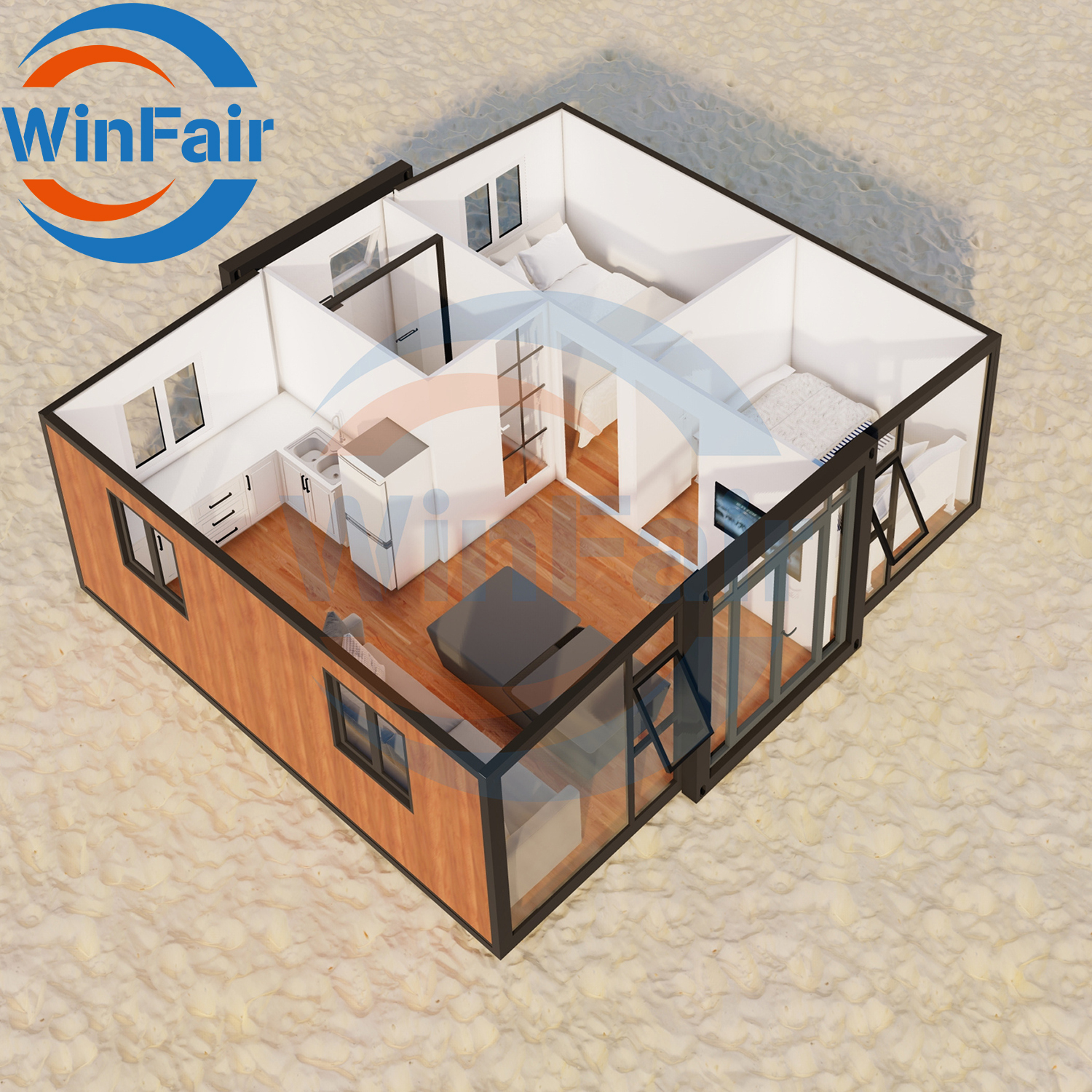 WinFair 2 Bedroom Foldable Tiny House Prefabricated Homes Prefab Modern Luxury Modelar Expandable Living Container Houses