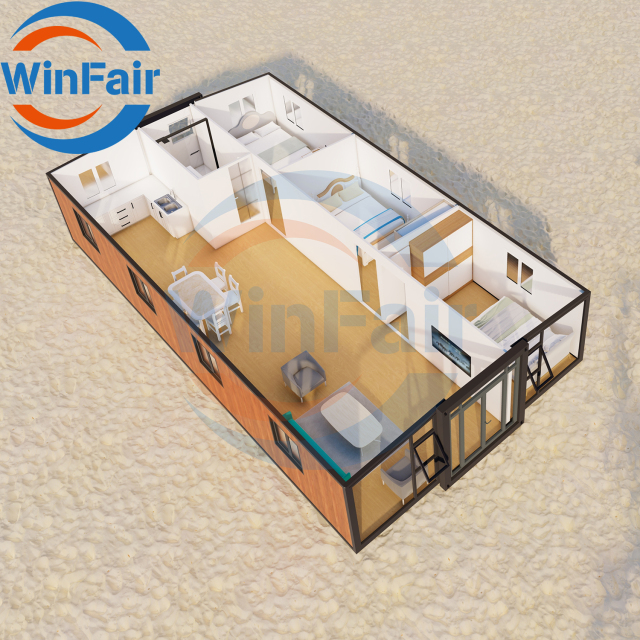 WinFair Portable Container Homes Expandable Tiny House 40Ft Feet Luxury Prefabricated 3 Bedroom Prefab Push Out Container House