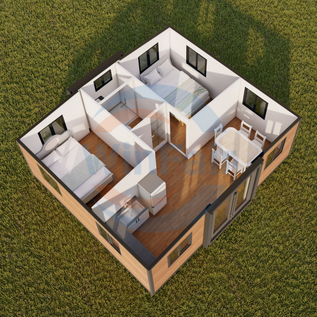 WinFair 20Ft Folding Portable Two Bedroom Mobile Expansive Expandable House 2 Bedroom Prefabricated Homes Modern Low Cost Luxury