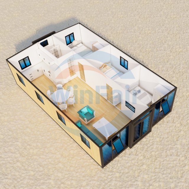 WinFair Foldable Prefab Container Tiny Prefabricated House 40Ft With Glass Push Out Container Expandable Prefabrik House Villas