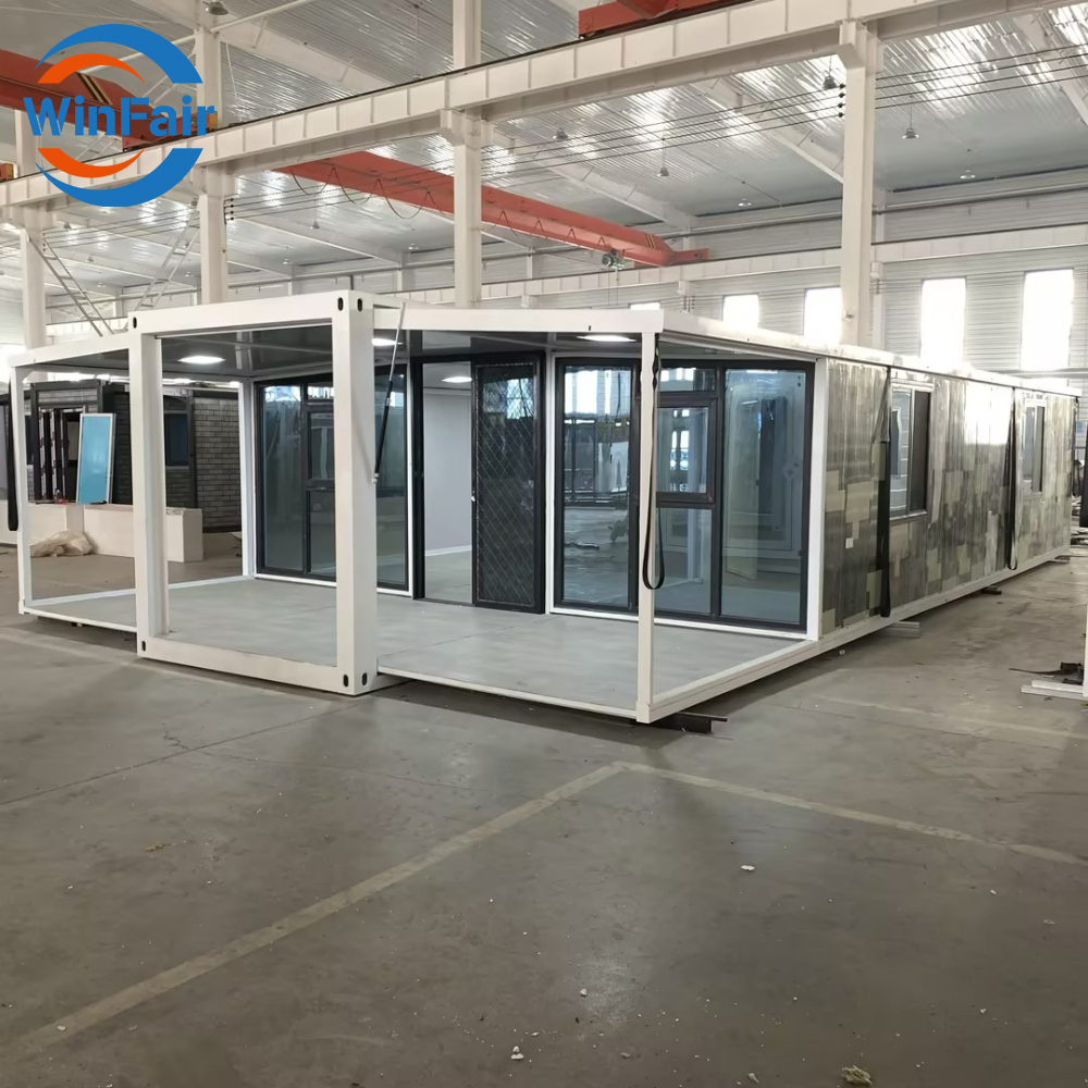 WinFair Portable House 40 Feet Foot 2 Bedroom Prefab Foldable Container House 40Ft With Glass Prefabricated Luxury House Villa