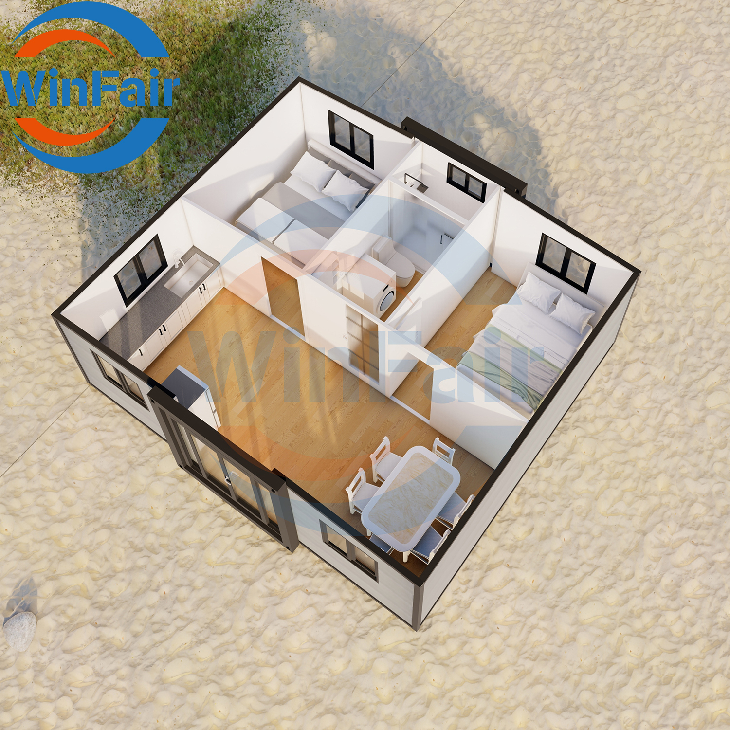 WinFair Portable Prefabricated Mobile Expandable Prefab House 2 Rooms 20Ft With Restroom To Live In China Modular Houses