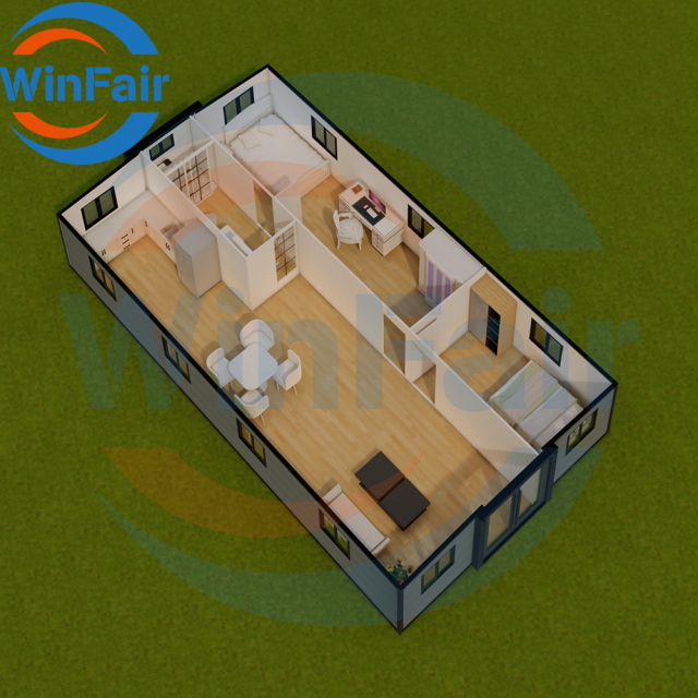 WinFair Portable Mobile Prefab Expandable Luxury 2 Bedroom Container Modelar House Prefabricated Homes 40 Feet With Restroom