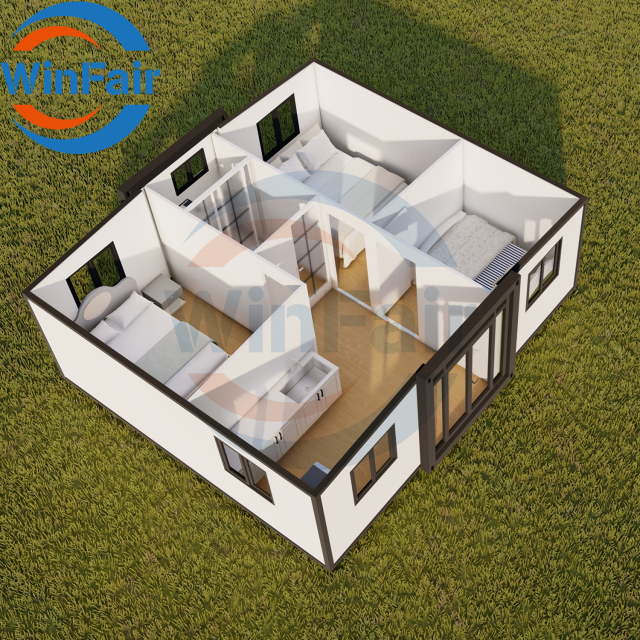 WinFair Extension Container 20Ft Houses Homes Modern Mobile Expansible Prefab Luxury Tiny House With Restroom 1 Bedroom