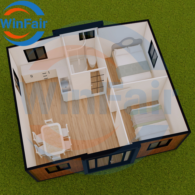 WinFair Extension Container 20Ft Houses Homes Modern Mobile Expansible Prefab Luxury Tiny House With Restroom 1 Bedroom