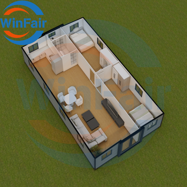 WinFair Portable Mobile Prefab Expandable Luxury 2 Bedroom Container Modelar House Prefabricated Homes 40 Feet With Restroom