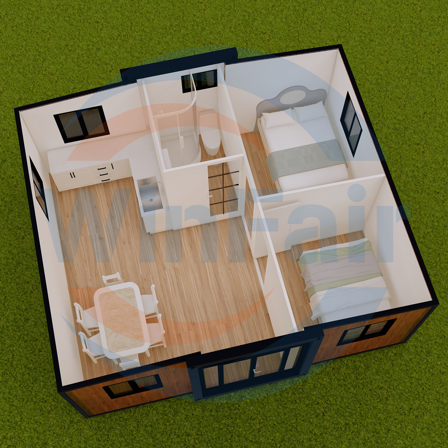 WinFair Home Expandable Prefab Modern 2 Bedroom 20Ft Container Tiny Mobile House Ready For Living Luxury From China