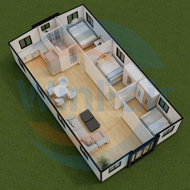 WinFair 40 Ft Feet 3 Bed Mobile Expandable Living Container Prefab Tiny Homes House 3 Bedroom 40Ft Modelar House