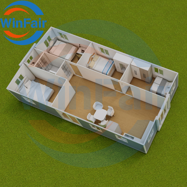 WinFair Portable Mobile Prefab Expandable Luxury 2 Bedroom Container Modelar House Prefabricated Homes 40 Feet With Restroom
