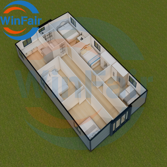 WinFair Tiny House 40Ft Push Out Modular Mobile Homes House 5 Bedroom Shipping Container Luxury Prefabricated Home House