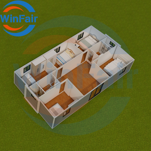 WinFair 40 Foot Foldable Portable Mobile Expandable Prefab House Luxury 3 Bedroom Home Modelar Container House With Restroom