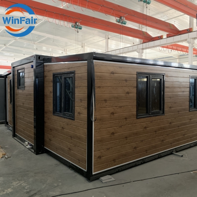 WinFair Foldable Container Expandable Prefabricated Prefab Portable Beach Expansive Houses 1 Room Villas 19Ft X 20Ft To Live In