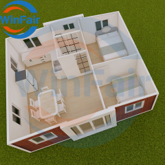 WinFair Extension Container 20Ft Houses Homes Modern Mobile Expansible Prefab Luxury Tiny House With Restroom 1 Bedroom