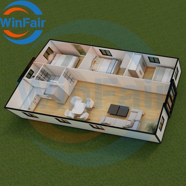 WinFair 40 Foot Foldable Portable Mobile Expandable Prefab House Luxury 3 Bedroom Home Modelar Container House With Restroom