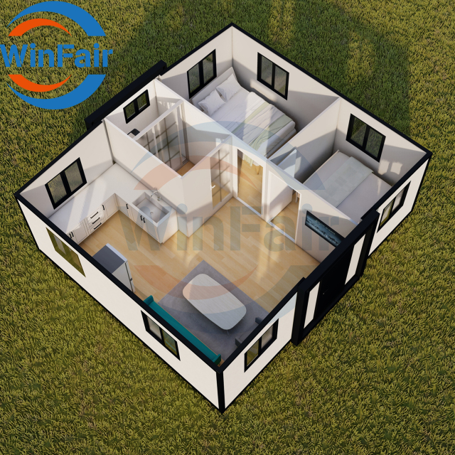 WinFair Tiny Homes Prefabricated Mobile Expandable Container Prefab House 20Ft 2 Bedroom Houses Container With 1 Bathroom