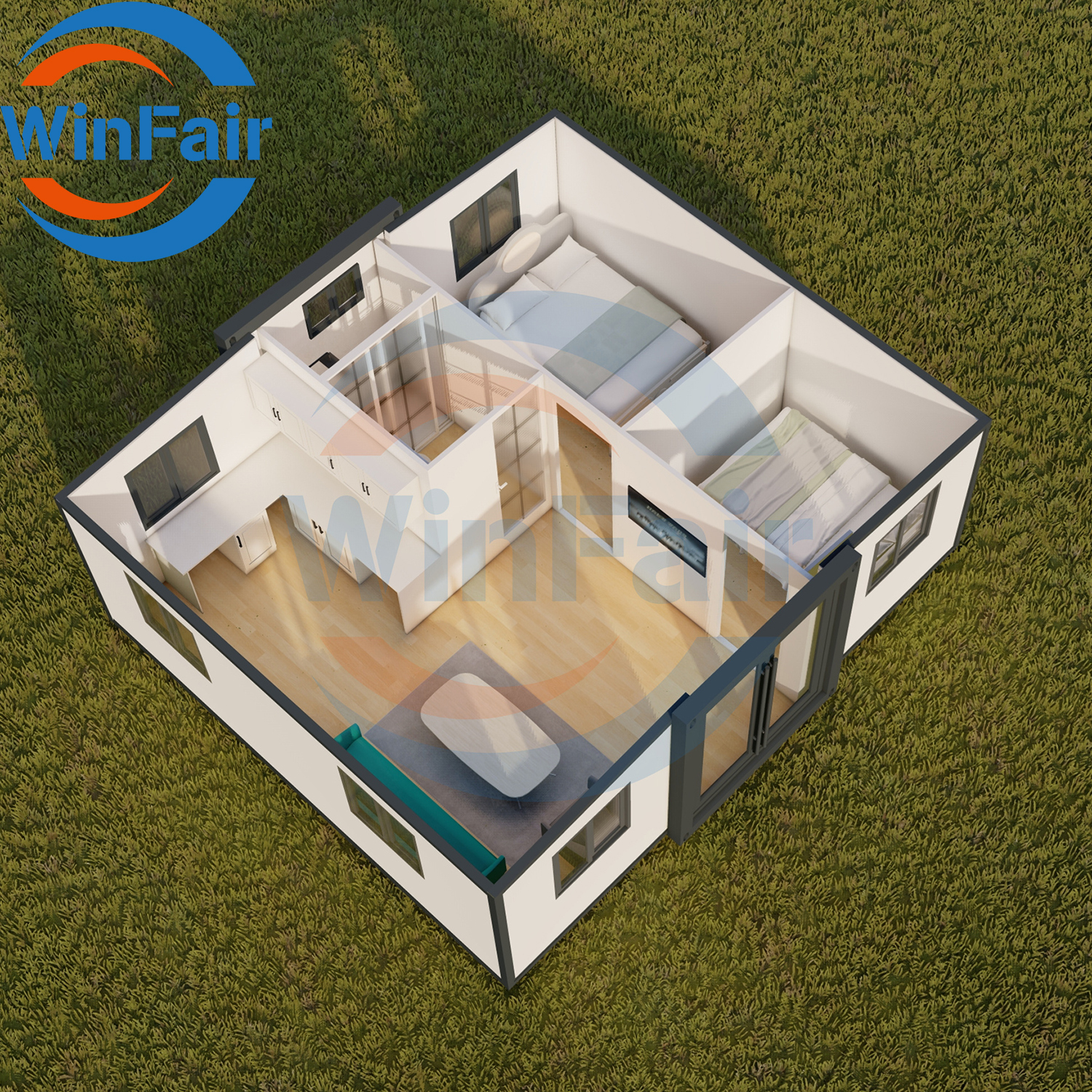 WinFair Prefabricated 2 Bedroom 20Ft Homes Prefab Steel Expandable Container Mobile Villa House Luxury Prefabricated Home