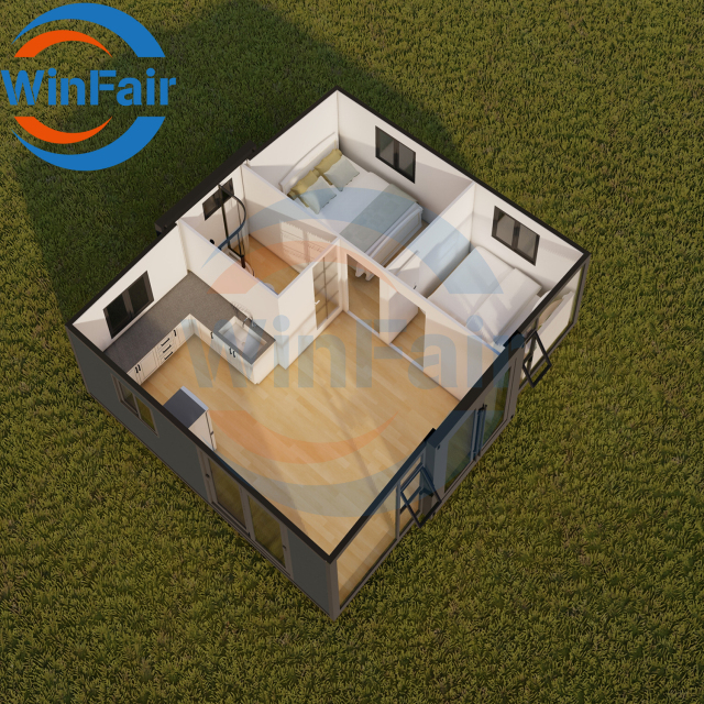 WinFair 20Ft Foldable Portable Homes Container Houses Ready To Living 2 Bedroom Expandable Living Container Modelar House Villa