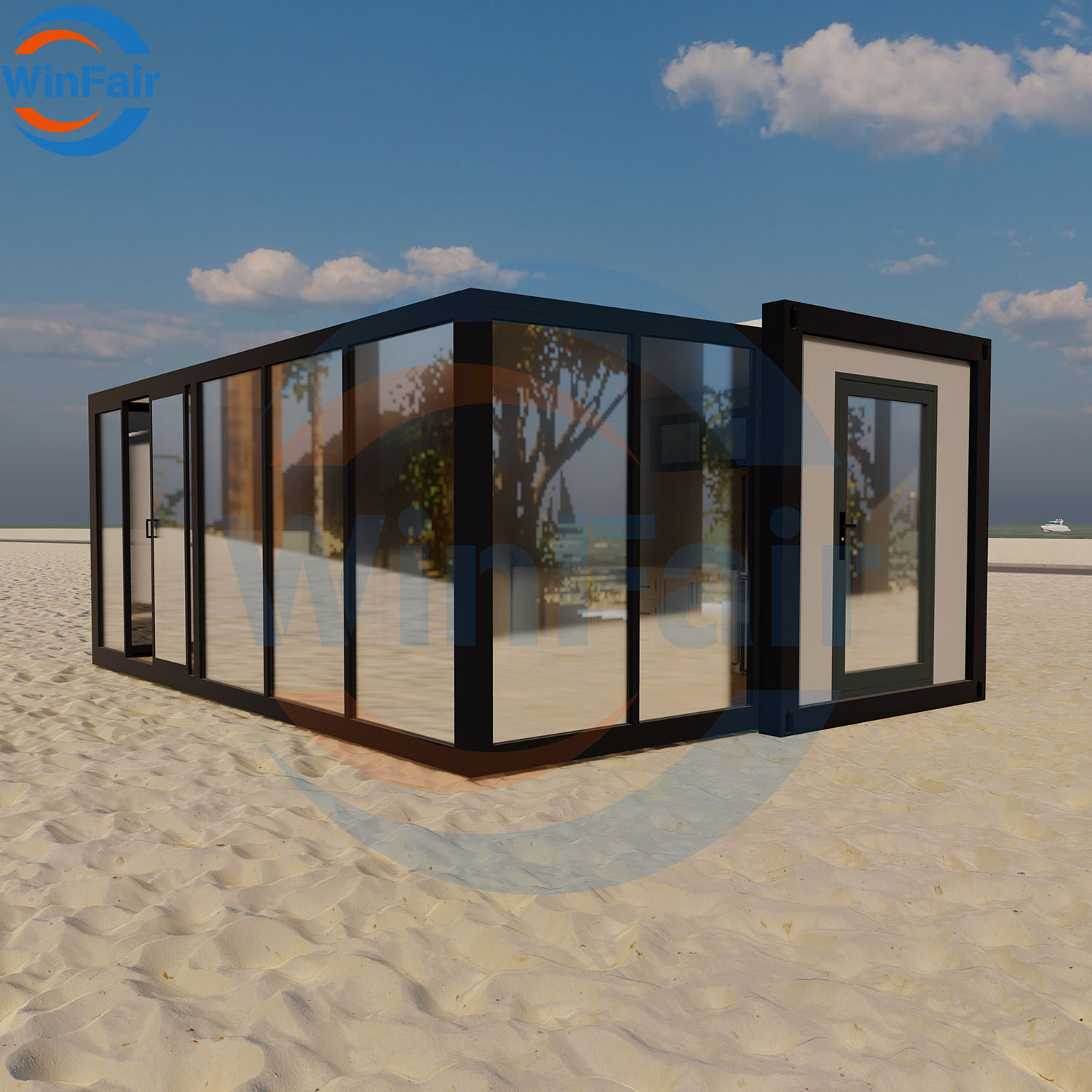 WinFair Container House Tiny Homes Prefabricated Luxury 20Ft Prefeb Foldable Movable Cheap Expandable House Container Home