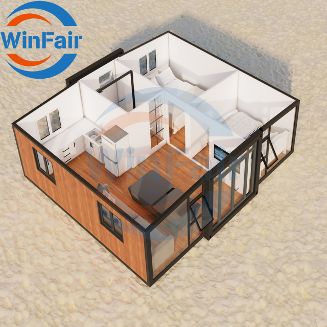 WinFair Prefabricated Portable Modelar House To Live In 2 Bedrooms Living Mobile Expandable Prefab Container Modulair House