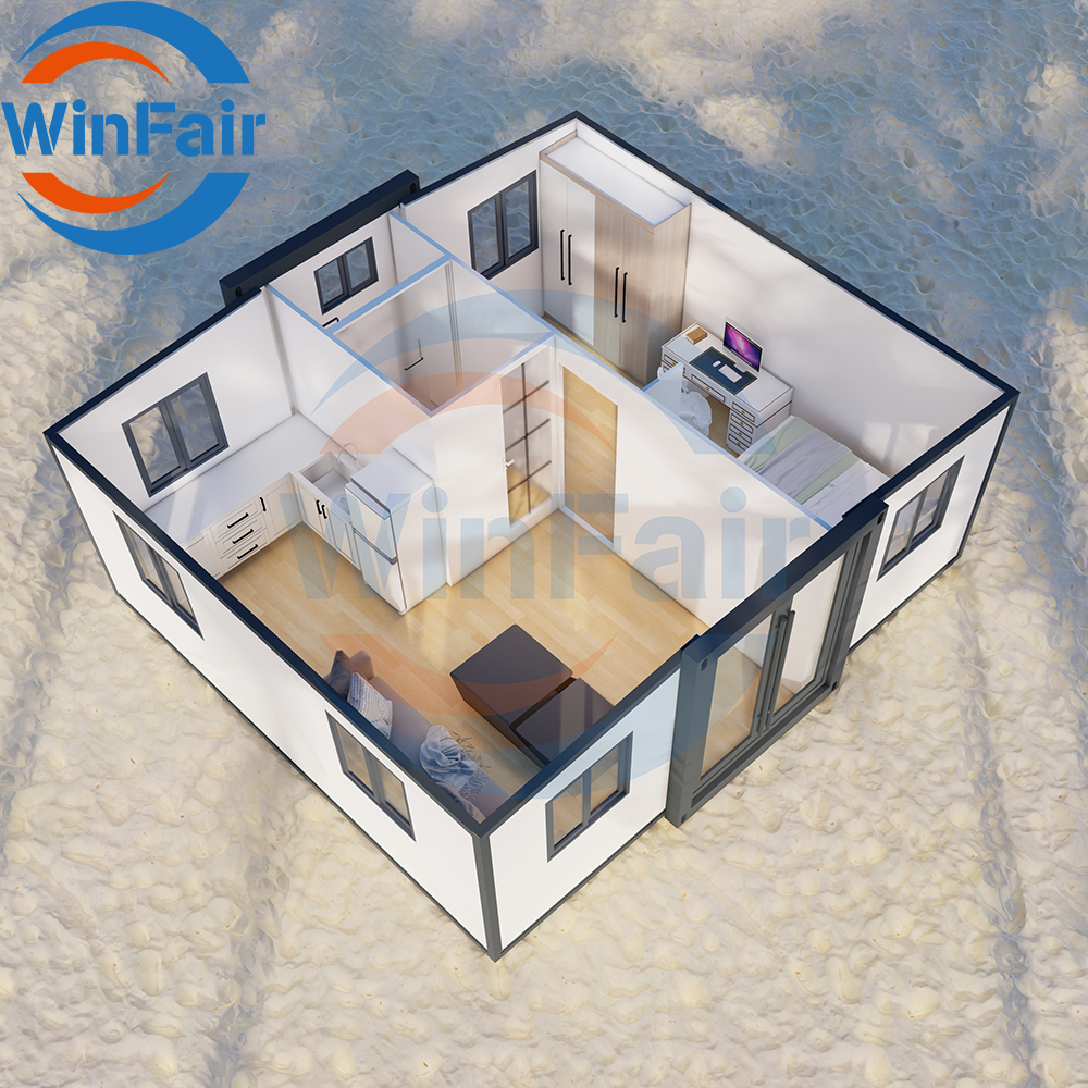 WinFair Tiny Homes Foldable Beach Extendable Container House Expanding Prefabricated Homes 20Ft Houses With Bathroom