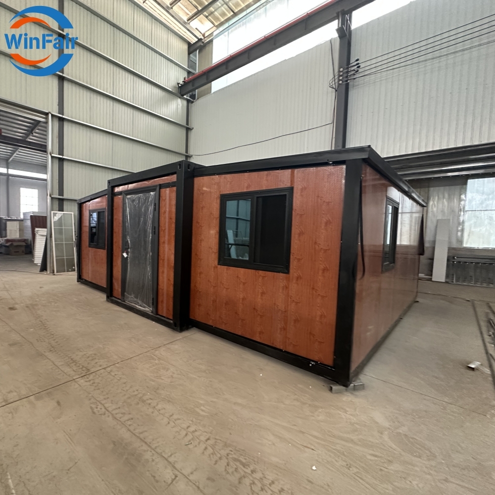 WinFair Luxury Foldable Beach House Prefabricated Homes Mobile Expandable Prefab Container House Expanding With Restroom 20Ft